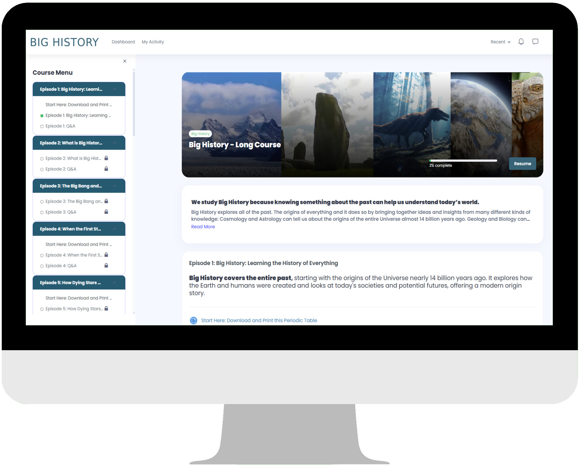 Moodle interface